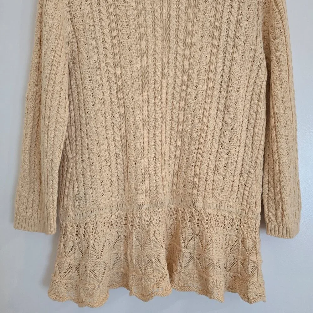 Lauren Jeans Company Ralph Lauren Creme Cotton Romantic Lace Knit Sweater Medium